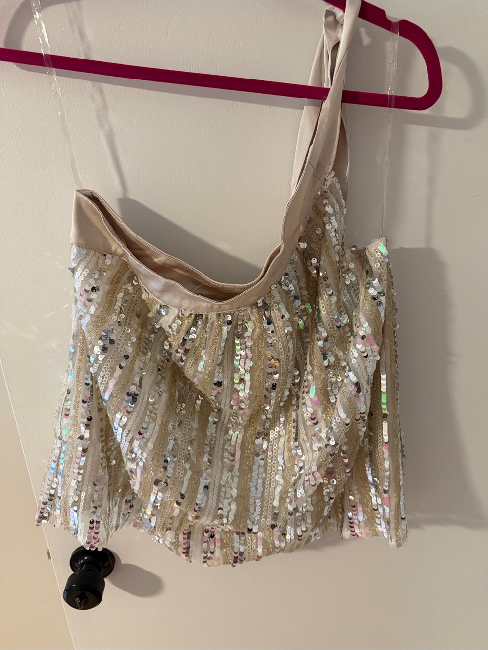 Savanna Jane Champagne Sequin One-Shoulder Camisole
